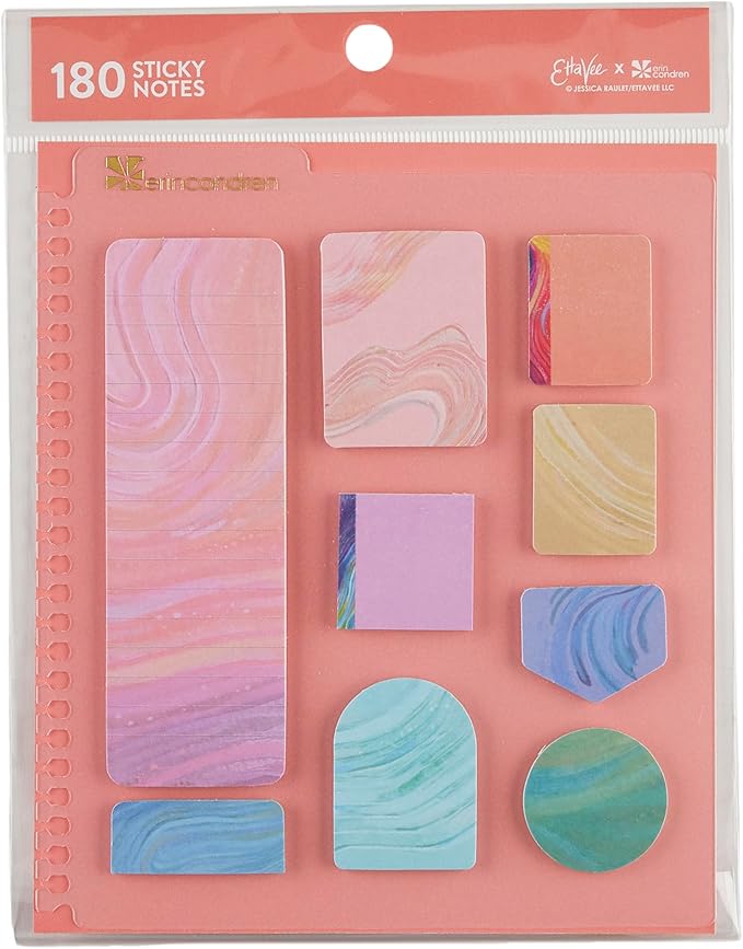 Erin Condren Universal Snap-in Stylized Sticky Notes - Evolve | 9 Pads, 20 Sheets Each, 180 Sticky Notes Total