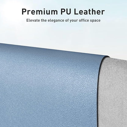 Aothia Leather Desk Pad Protector, Office Desk Mat, Large Mouse Pad, Non-Slip PU Leather Desk Blotter, Laptop Desk Pad, Waterproof Desk Writing Pad for Office and Home (48"x17", Denim Blue)