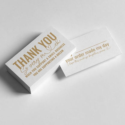 ITZAMNA Thank you for supporting small business cards Customer appreciation note cards Pink Script with Heart Pack of 100 WHITE