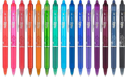 Pilot, FriXion Clicker Erasable Gel Pens, Fine Point 0.7 mm, Pack of 15, Assorted Colors