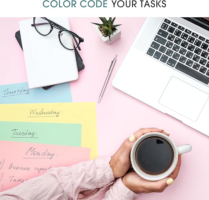 Colored Paper 8.5 x 11 - Copy Paper, 600-Pack Letter Size for Printer, Arts & Crafts, DIY Projects - Pink, Green, Blue, Yellow - School & Office Supplies - 150 Sheets Per Color