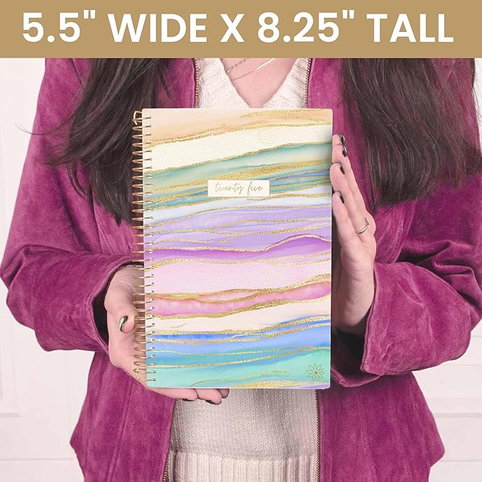 bloom daily planners 2025 Planner - Calendar Year Day Planner (January 2025 - December 2025) - 5.5” x 8.25” - Weekly & Monthly Agenda Organizer Book with Stickers & Bookmark - Watercolor Waves