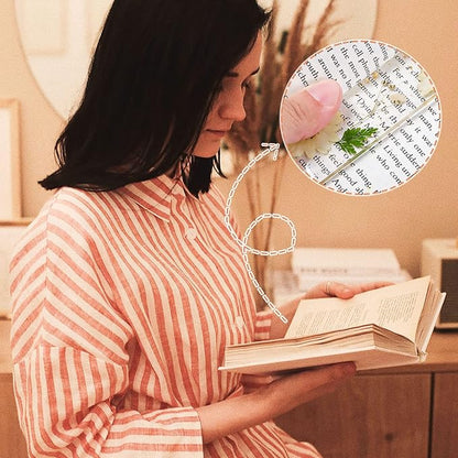 Book Lover Gifts, 2 Pcs Thumb Book Page Holder Dried Flower Resin Book Page Holder and 1 Pcs Bookmark with Tassel, Christmas Gifts Stocking Stuffers for Women Kids