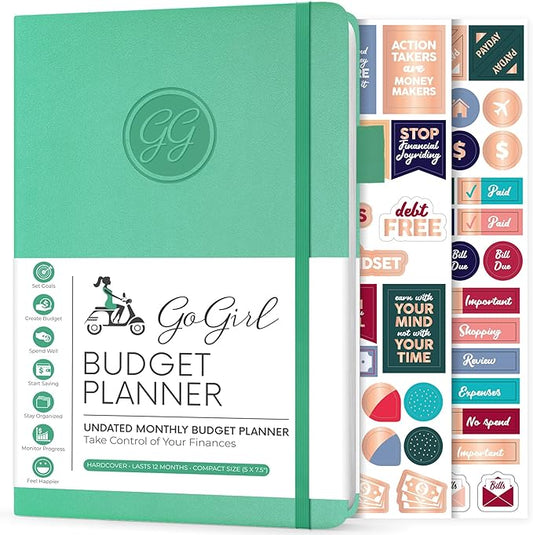 GoGirl Budget Planner – Monthly Financial Planner Organizer Budget Book. Expense Tracker Notebook Journal to Control Money, Compact (Emerald)