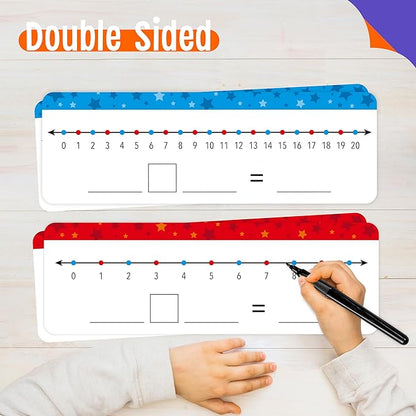 15 PCS Number Line Dry Erase Boards, Double Sided Writable and Erasable Board-0-10 on One Side & 0-20 on Other Side Math White Board for Kids, Students, Classroom and Home (12” x 4”)