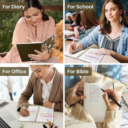 Lined Spiral Journal Notebook for Women, A5 College Ruled Journals for Writing, Hardcover Notebooks for Work, Note Taking and Office School Supplies,140 Pages - Wild Rose