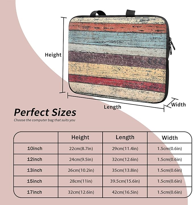 Universal Tablet Laptop Sleeve Case 10 inch, Retro Wood Slim Carrying Case Durable Handbag Travel Laptop Bag for 7 to 10-inch Laptops/Notebook/Kids Tablet/ipad/eBook Readers