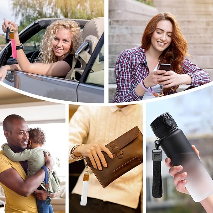 Fishent Braided Wristlet Keychain, Cute Wrist Lanyards for Keys, 2 Pack Upgraded Stretchy Key Chain Holder for Women Men, Wrist Keychain for Car Keys Phone Camera Wallet ID Badges Card (Black White)