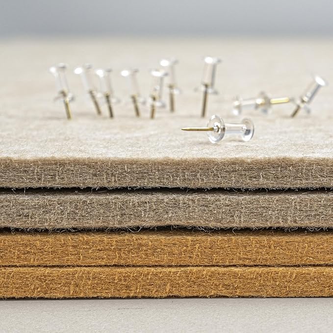 Extra Large Bulletin Board - 96 x 48 Inches, Decorative Felt Pin Board for Wall - 8' x 4' Foldable Photo Display Board with Self-Adhesive Tape, Includes 20 Push Pins - Beige Brown