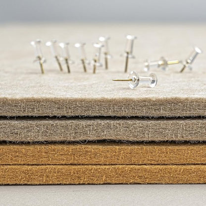 Bulletin Board, 35 x 17 1/2 inches Felt Board - Decorative Pin Board, Cork Board Alternative for Wall, Foldable Picture Board Self-Adhesive Vision Board Prayer Board with 20 Pushpins Beige Brown