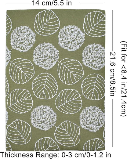 BLBMH Book Covers for Paperbacks Fit for 5.5x8.4 inch Adjustable Book Sleeve Cover for A5 Books Soft Cloth Protector for Notebook Journal - Leaves