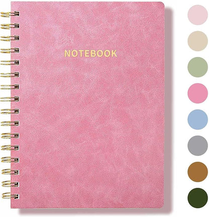 Spiral Notebook College Ruled Soft Cover Suede Aesthetic Note book 160Pages 8.5" x 6.34" For Work Note taking,Journals For Writing School Office With Double-Sided Pocket,100GSM Thick Paper