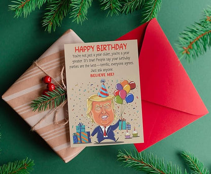 Funny Birthday Card for Him, Her, Men, Women, Dad, Mom, Grandma, Grandpa, Wife, Husband - Folded 5"x7" Cardstock with Red Envelope - Happy Birthday Gift Card