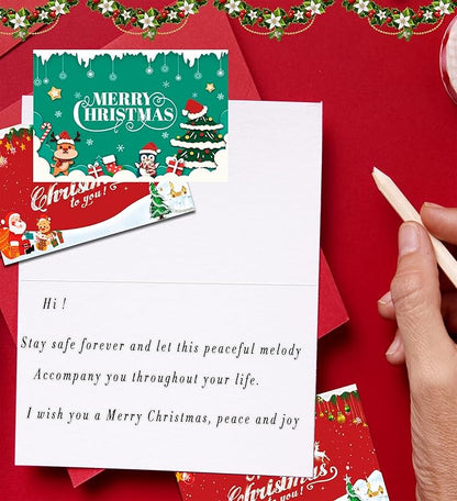 Christmas Cards with Envelopes, Stocking Stuffers for Adults, 6 Assorted Designs Holiday Greeting Cards,Christmas Party Favors 12Pcs Pack Set 6x4 inch, Cards For Family, Kids, Friends