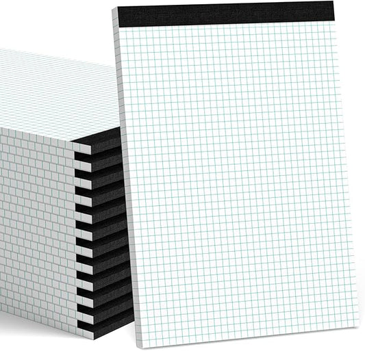 Graph Paper Pad 8.5 x 11, 24 Pack, 4x4 Graph Ruled, Grid Paper Pad 8-1/2" x 11", Blueprint Quadrille Pad, Easy Tears Off, Grid Pad Notebook 8.5 x 11, White 70 GSM Graft Paper, 30 Sheets/Pad