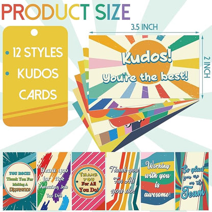 Yeaqee 240 Pcs Employee Appreciation Kudos Cards Funny Blank Back Motivational Card Encouragement Thank You Note Recognition Card for Teacher College Affirmation Gift(Rainbow)