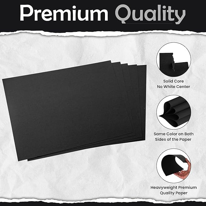 SANZIX 120 Pack Blank Black Cards 3" x 5" - 80 Lbs 220 GSM | Heavyweight Thick Cards | Perfect Blank Index Cards for Notecards, Flashcards, Thankyou Cards, Invitations.