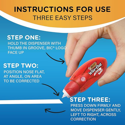 BIC Wite-Out Brand Mini Twist Correction Tape, 26.2 Feet, 2-Count Pack of white Correction Tape, Fast, Clean and Easy to Use Tear-Resistant Tape Office or School Supplies