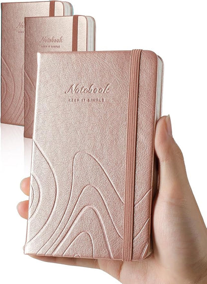 AISBUGUR Pocket Notebook, Small Notebook, 2-Pack Total 320 Pages,3.7" x 5.7" Pocket Notebook (2 Pack, Rose Gold)