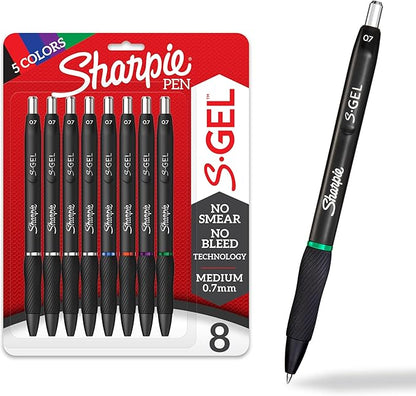 Sharpie S-Gel, Gel Pens, Drawing Pens, Gel Ink Pens For Journaling, Writing Pens, Coloring Pens, Medium Point Pens (0.7Mm), Assorted Colors, 8 Count