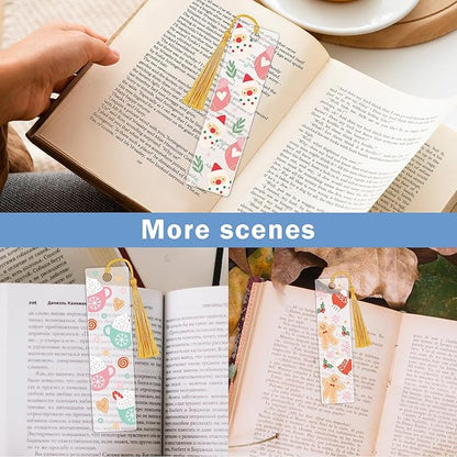 Christmas UV DTF Bookmark Stickers - 24 Pcs Gnome Santa Claus Blank Acrylic Bookmarks Uvdtf Double-Sided Sticker About Festival Theme, Cute Snowflake Elk Rub on Transfer Decals for Booklover Gifts