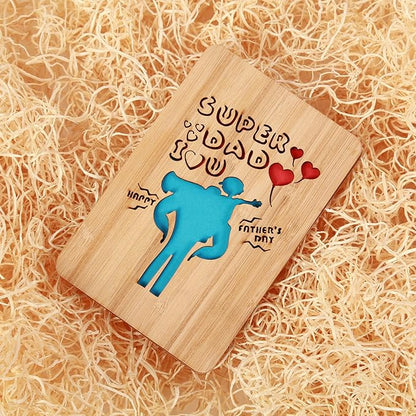 Happy Father's Day Card from Son,Cute Super Dad I Love You Handmade Card,Fathers Day Card from Daughter for Dad