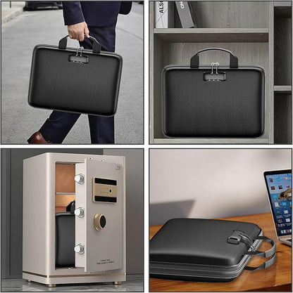 Accordion File Organizer,Fireproof Document Box with Lock,Large 13 Pocket Expanding File Folder,Hard-Shell Portable Safe Storage for Letter/Legal Document,Laptop,Valuables-Black