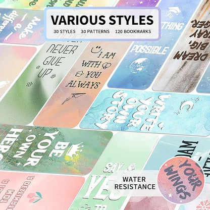 Bookmark, Bookmarks for Adults, 120 PCS, Book Markers for Reading, Teacher Bookmark, Inspirational Bookmarks, Aesthetic Bookmark, Planner Bookmark, Paper Bookmarks, Book Marker, Bookmarks for Women