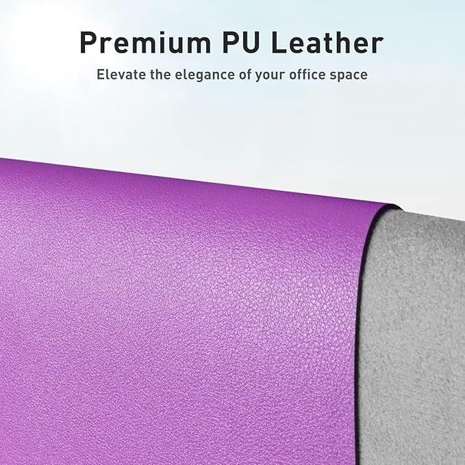 Aothia Leather Desk Pad Protector, Office Desk Mat, Large Mouse Pad, Non-Slip PU Leather Desk Blotter, Laptop Desk Pad, Waterproof Desk Writing Pad for Office and Home (48"x17", Iris Violet)