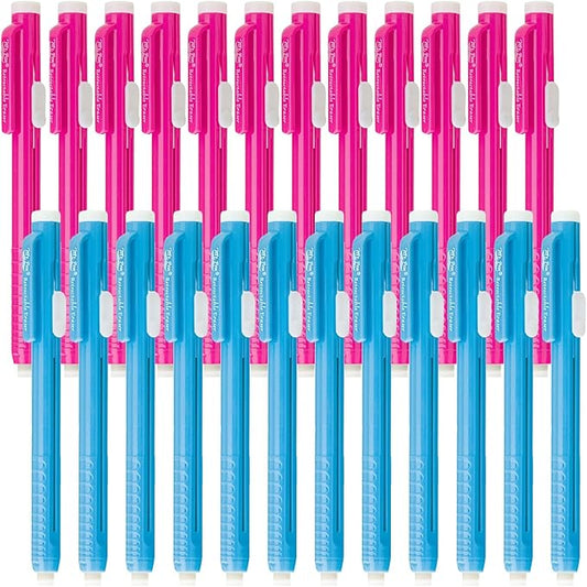 Mr. Pen- Retractable Mechanical Eraser Pen, Pack of 24, Blue & Pink Barrels with White Erasers, Pencil Eraser for Pencils, Retractable Eraser Pen, Eraser for Artists, Eraser for Pens