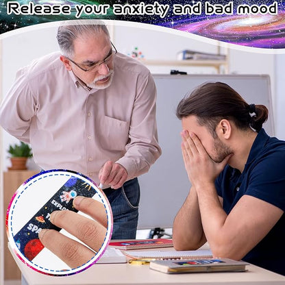 36 Pieces Anxiety Sensory Stickers Cute Fidget Textured Strips Toys Anti Stress Tactile Rough Sensory Calm Textured Strips Adhesives Anxiety Relief for Adults Teens Desk Classroom (Spaceman Style)