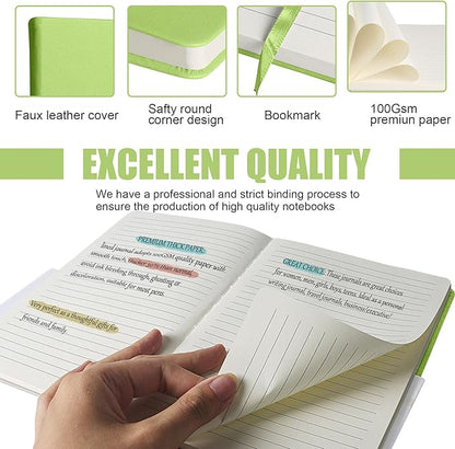Lined Journal Notebook, 10Pack(Grass Green), 160 Pages, Medium 5.7 inches x 8 inches - 100 gsm Thick Paper, Hardcover