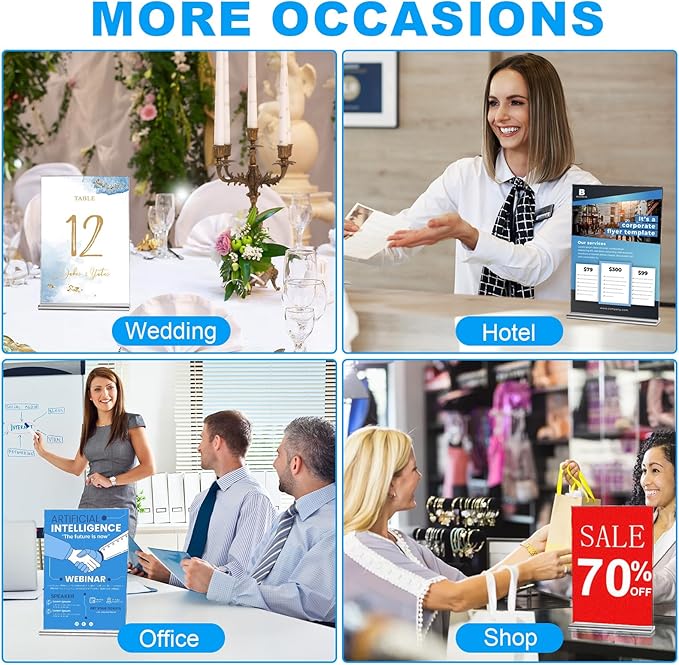 EHWINE 3 Pack Acrylic Sign Holder 8.5 x 11, Double-Sided Stand up Table Top Sign Holders, Clear Acrylic Picture Frame Menu Flyer Paper Holder Display Stand for Office Business Store Wedding Party