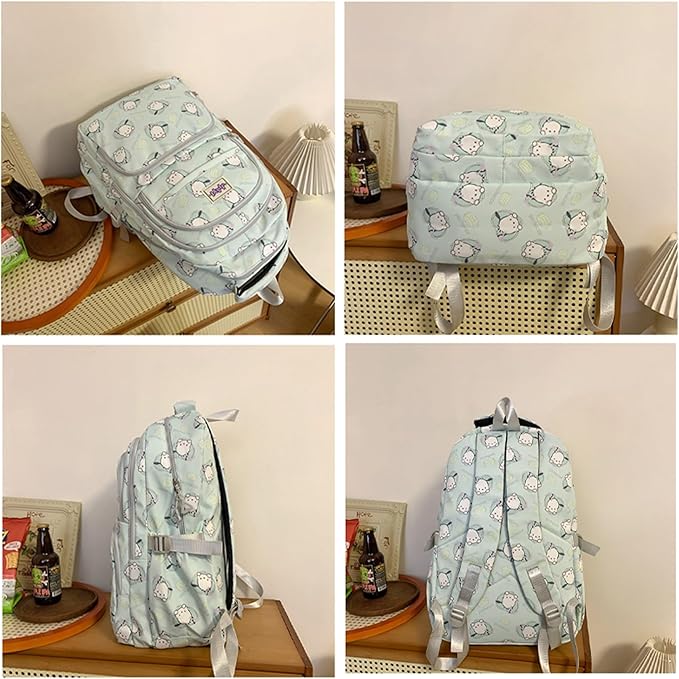 Roffatide Anime Pompom Purin All Over Print Large Capacity Casual Backpack Laptop Backpack Travel Hiking Rucksack Bike Backpack Yellow