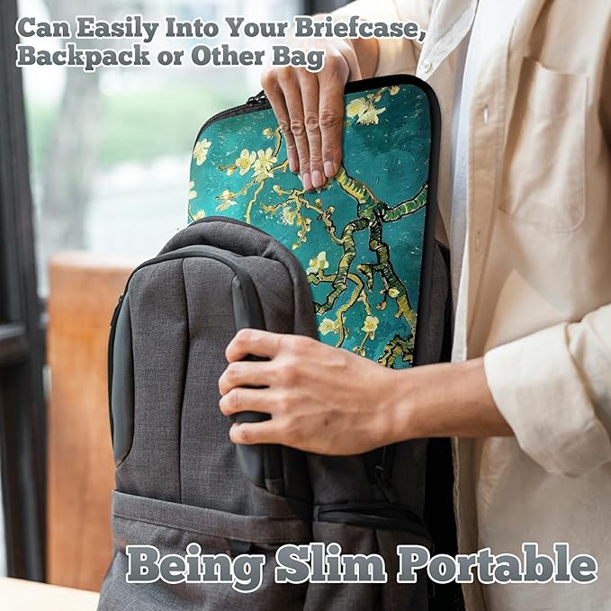 Universal Tablet Laptop Sleeve Case 10 inch, Art Plum Blossom Slim Carrying Case Durable Handbag Travel Laptop Bag for 7 to 10-inch Laptops/Notebook/Kids Tablet/ipad/eBook Readers