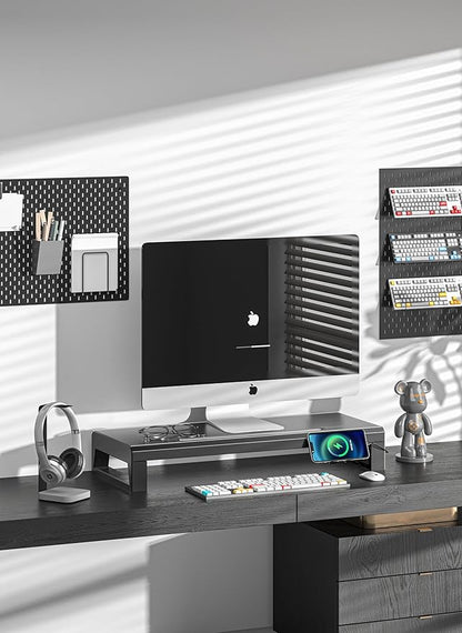 Computer monitor stand Laptop Desk Shelf & Monitor Riser ，21.6 inches,22W charging , 2 USB 3.0 , and 1 USB 2.0， Monitors/PC/Laptop/Computer Space Saver Organizer ，Heavy Duty Gift Gaming Studio Office (USB Hub Fast Charging Version, 550mm)