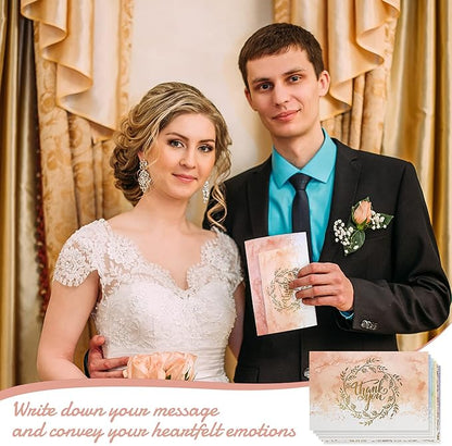 24 Pack Watercolor Thank You Cards with 24 Envelopes 24 Stickers 6 Designs Gold Letter Greeting Note Cards Thank You Notes Round Envelope Seal Stickers for Wedding Graduation(Lovely Style)