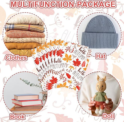 100 Pcs Fall Poly Mailers 10 x 13 Inch Hello Autumn Maple Leaves Mailing Bags Thanksgiving Orange Self-Sealing Plastic Packaging Envelopes Bags Shipping Bags for Small Business Clothing