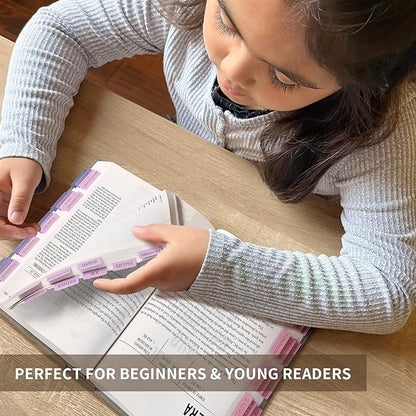 Bible Tabs for Women & Men, Laminated Bible Tabs for Study Bible, Large Print Bible Tabs for Easy Navigation, Bible Index Tabs, 66 Tabs Old & New Testament, Extra 9 Blank Tabs - Violet Ombre