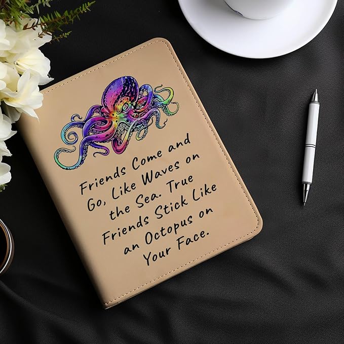 Friendship Gift Best Friends Leather Notebook Octopus Gift Leather Journal Notebook Christmas Birthday Gift for Friends Sister Brother (friends come)