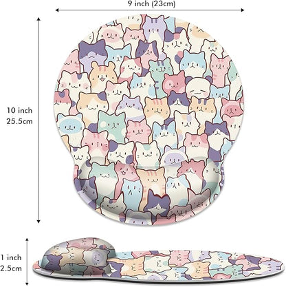 Ergonomic Mouse Pad with Wrist Support,Cute Colorful Cats Mouse Pad with Wrist Rest,Relieve Wrist Pain Mousepad Non-Slip Rubber Base,Mouse Pads for Desk,Computers,Laptop,Office,Home,Accessories