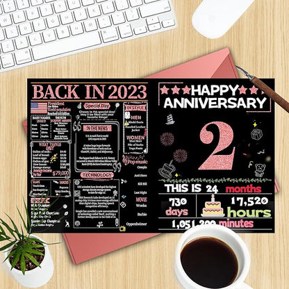 Joycard 2th Anniversary Card for Women, Wedding Card for Wife, Sweet Marriage Decorations Gifts for Couple, Perfect for Her on Anniversary Day, Back in 2023