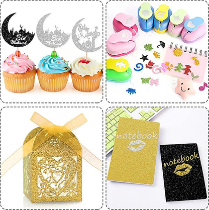 24 Sheets Black Glitter Cardstock Paper, A4 Premium Sparkly Paper for Scrapbook, DIY Projects, Party Decoration, Gift Box Wrapping 250GSM/92lb