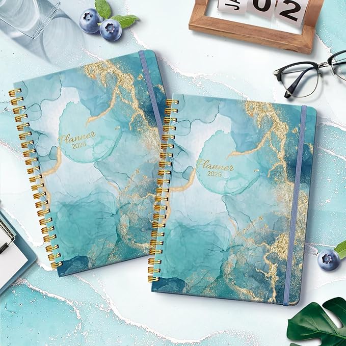 2026 Planner, A5 Weekly and Monthly Planners with Tabs, Spiral Bound Daily Calendar 2026 Planner, Agenda Organizers from Jan. to Dec., Hardcover Habit Tracker Journal 6.18" x 8.5"(Grey Marble)