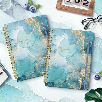 2026 Planner, A5 Weekly and Monthly Planners with Tabs, Spiral Bound Daily Calendar 2026 Planner, Agenda Organizers from Jan. to Dec., Hardcover Habit Tracker Journal 6.18" x 8.5"(Grey Marble)