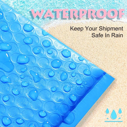 UCGOU Bubble Mailers 8.5x12 Inch Blue 25 Pack Usable Size 8.5x11 Poly Padded Envelopes #2 Medium Mailing Opaque Packaging Postal Self Seal Waterproof Boutique Shipping Bags for Clothes Makeup