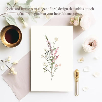 Blank Cards,Blank Greeting Cards 4x6,40Pack -Elegant Floral Design Blank Greeting Cards,Note Cards with Matching Peel-and-Seal Rustic Envelopes