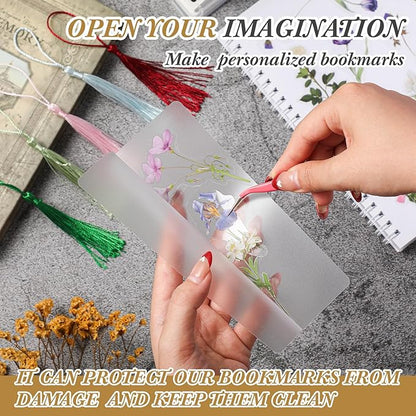 Fuyoooo 601 Pcs DIY Bookmark Making Kit 2.36 x 6.3 Inches Bookmark Laminating Pouches 5 Mil Hot Laminator Sleeves with Rainbow Tassels and Puncher Fit Most Pouch Laminating Machines