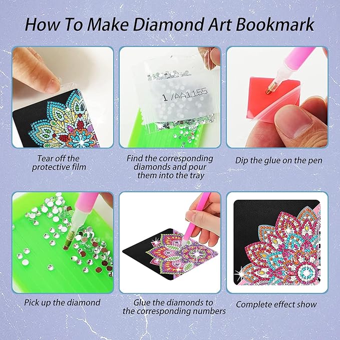 8 Pcs Diamond Art Bookmarks Kit for Adult, DIY Diamond Paint Corner Book Makers Set, Small Diamond Art Kits, Paint by Art Crafts Kit Gifts for Women