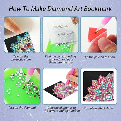 8 Pcs Diamond Art Bookmarks Kit for Adult, DIY Diamond Paint Corner Book Makers Set, Small Diamond Art Kits, Paint by Art Crafts Kit Gifts for Women